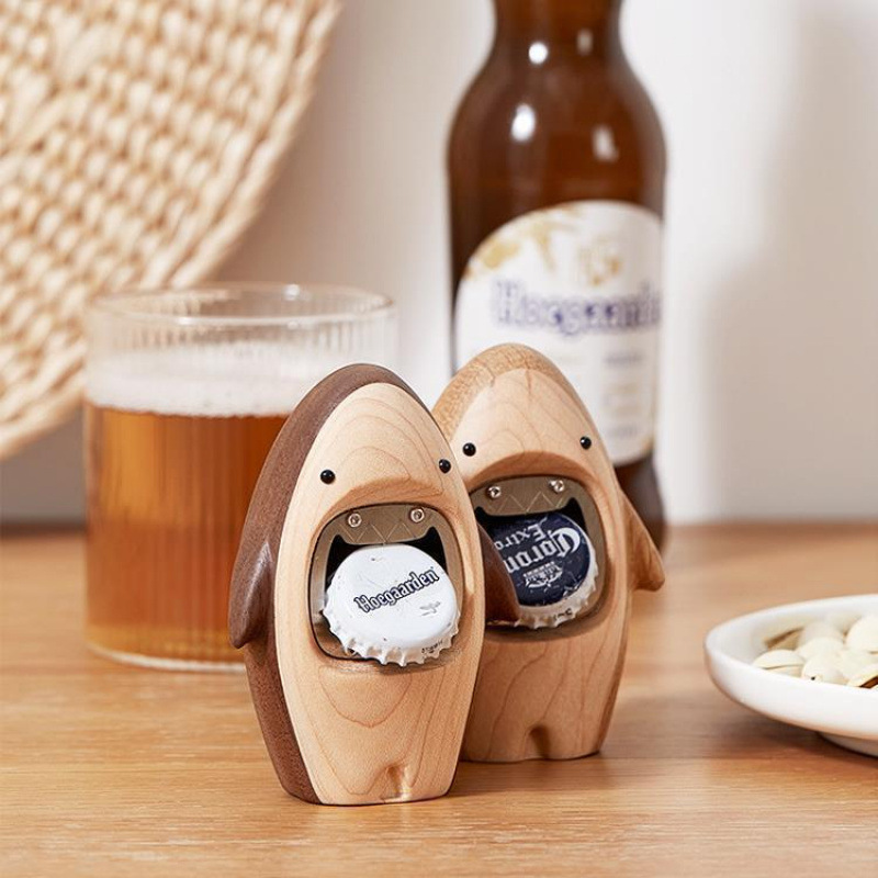 Kitchen Gadgets To Gift - Creative Wooden Shark Bottle Opener Cute