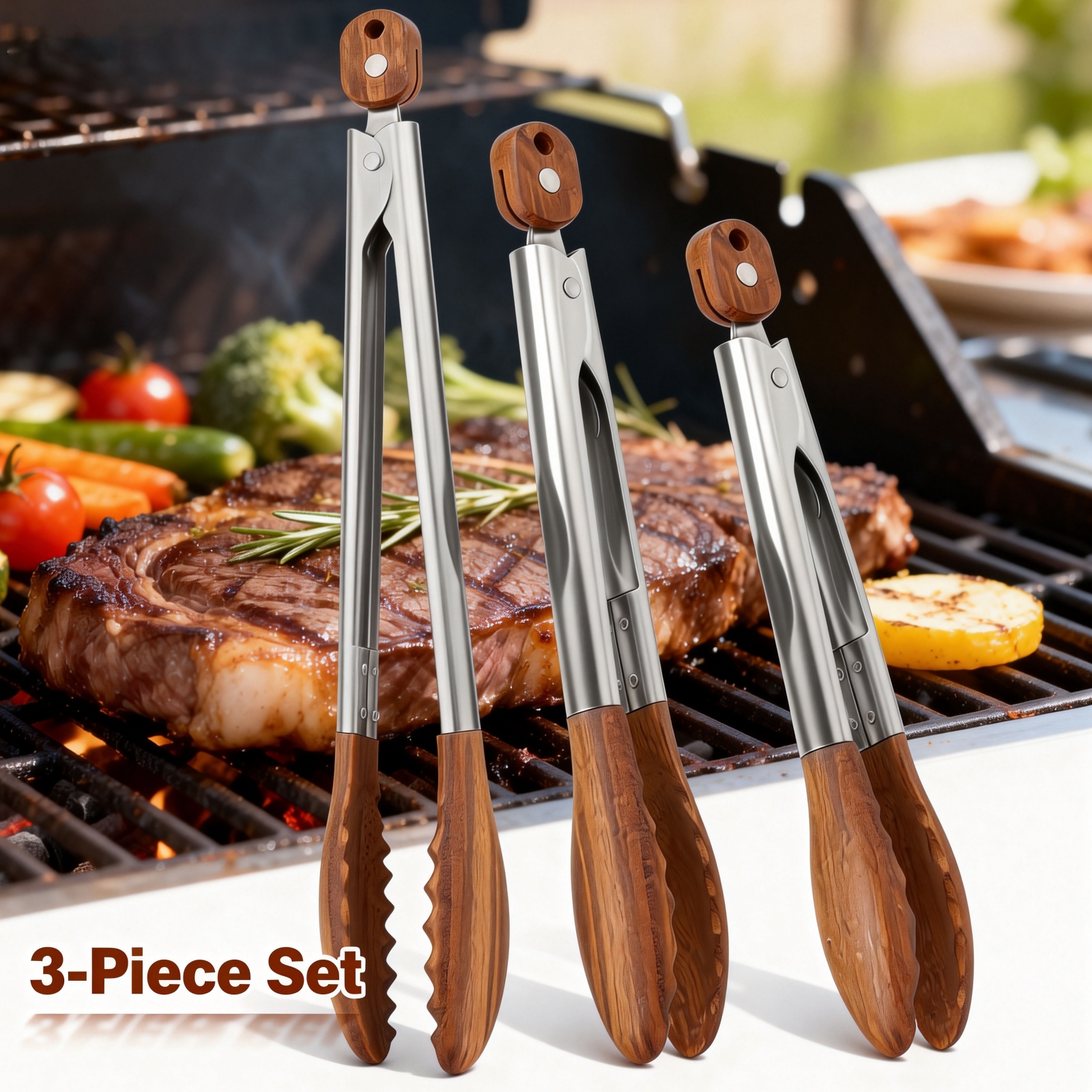 2/3 Pcs Food Tongs Walnut Wood - Kitchen Handy Gadgets ulasan dan harga