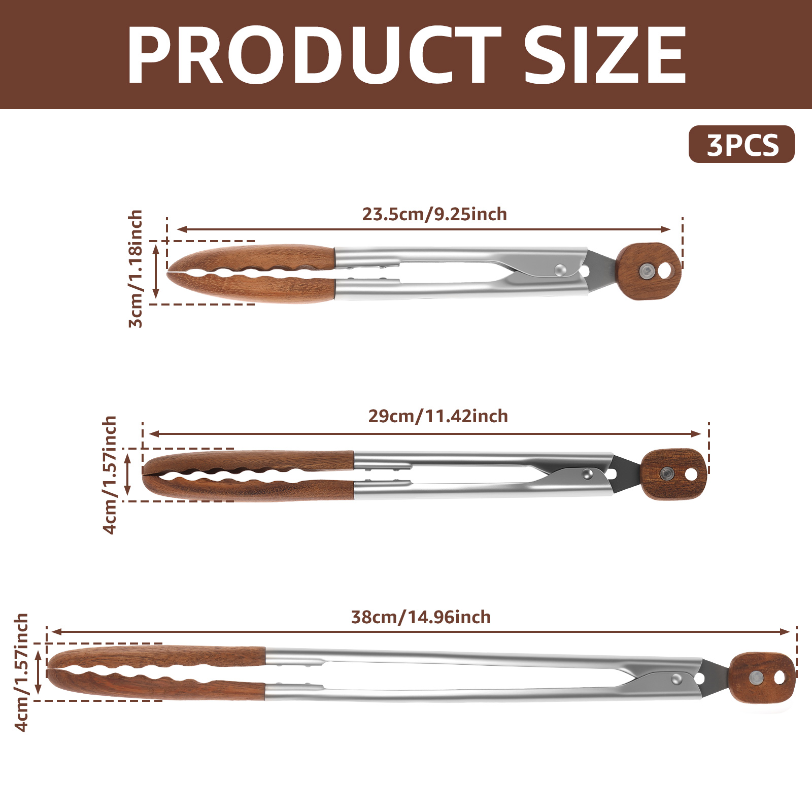2/3 Pcs Food Tongs Walnut Wood - Kitchen Handy Gadgets ulasan dan harga