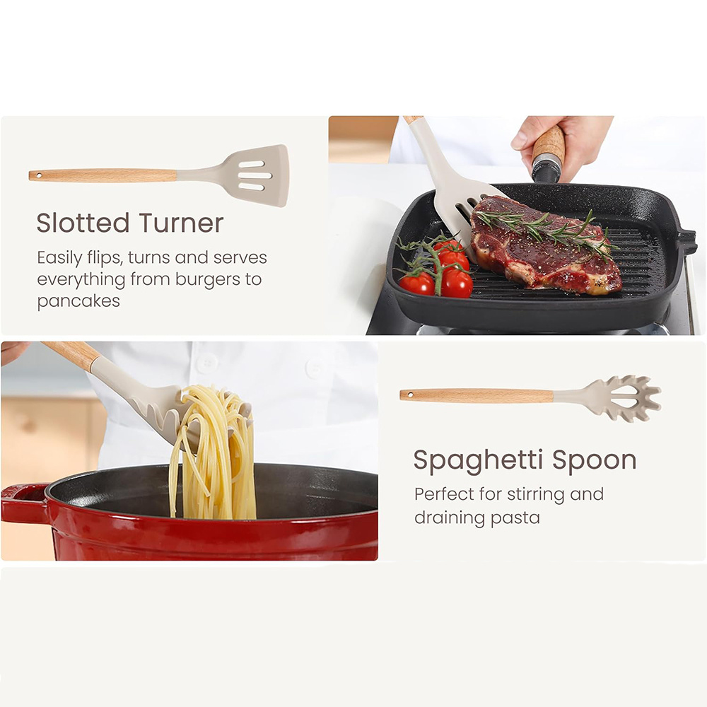 24pcs Silicone Utensil with Wo - Kitchen Gadgets To Gift ulasan dan harga