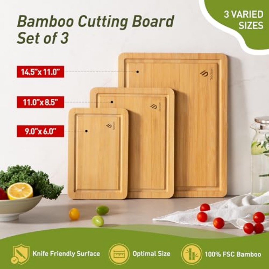 Bamboo Cutting Board Set Non S - Kitchen Gadgets To Have ulasan dan harga