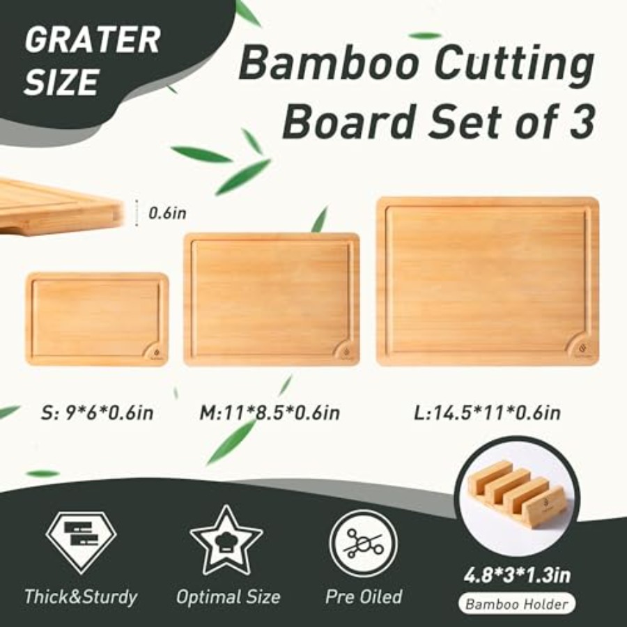 Bamboo Cutting Board Set Non S - Kitchen Gadgets To Have ulasan dan harga